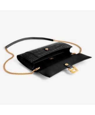 Balenciaga Hourglass Pouch Women's bags Unspecified Black Crocodile Embossed New
