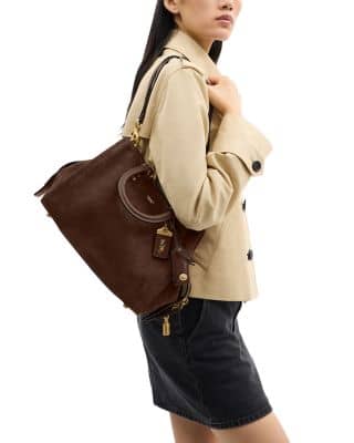 Coach Rogue Women's bags Satchel 25 Black Glovetanned Pebble Leather New