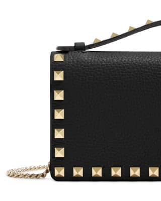 Valentino Garavani Rockstud Wallet on Chain (Rockstud Wallet with Chain) Women's bags Black New