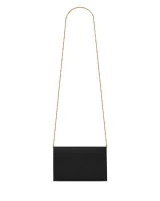 Saint Laurent Uptown Pouch Women's bags Unspecified Black Crocodile-Embossed Gold New