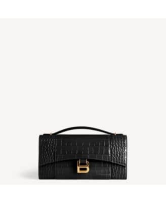 Balenciaga Hourglass Pouch Women's bags Unspecified Black Crocodile Embossed New