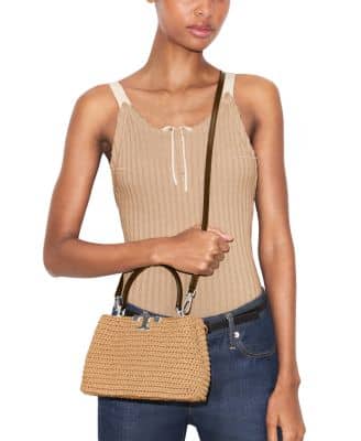 Tory Burch Eleanor Crossbody Women's bags Mini Honey Comb Raffia New