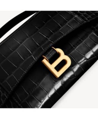 Balenciaga Hourglass Pouch Women's bags Unspecified Black Crocodile Embossed New