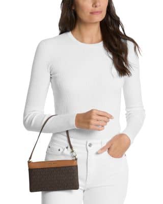 Michael Kors Jet Set Wristlet Women's bags Medium Brown Signature Logo New