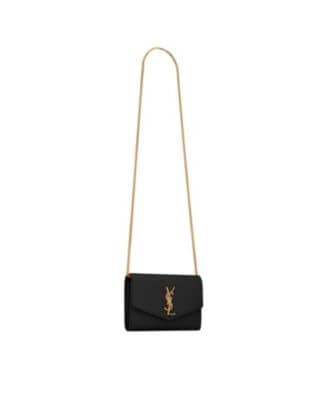 Saint Laurent Uptown Pouch Women's bags Unspecified Black Crocodile-Embossed Gold New