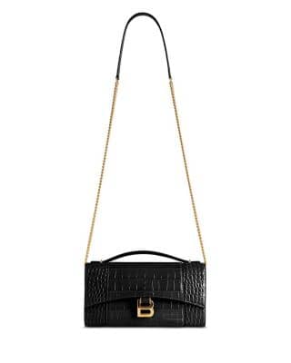 Balenciaga Hourglass Pouch Women's bags Unspecified Black Crocodile Embossed New