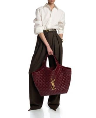 Saint Laurent Icare Tote Women's bags Medium Rouge Legion Quilted Aged Gold New