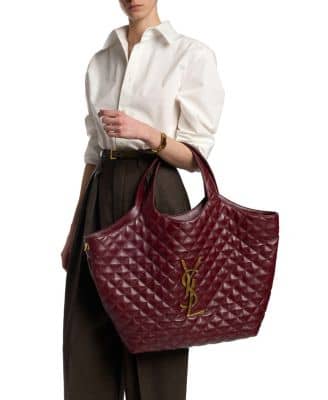 Saint Laurent Icare Tote Women's bags Medium Rouge Legion Quilted Aged Gold New