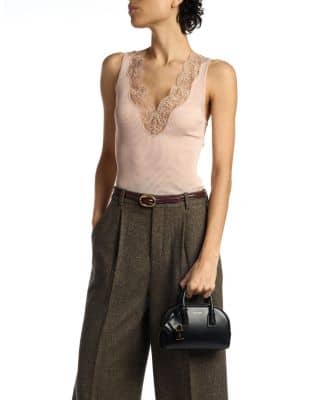 Saint Laurent Sac de Jour Top Handle Women's bags Nano Dark Beige Leather Silver New