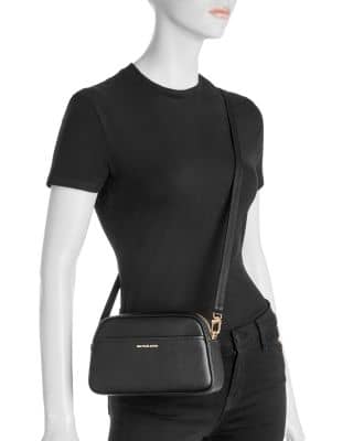 Michael Kors Jet Set Women's bags Black Leather Crossbody Large New