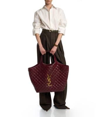 Saint Laurent Icare Tote Women's bags Medium Rouge Legion Quilted Aged Gold New