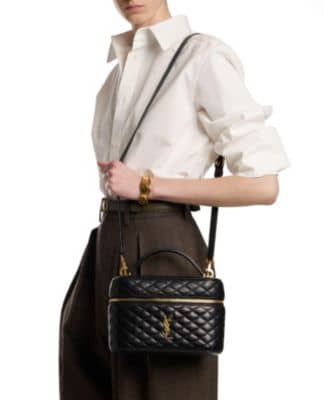 Saint Laurent Gaby Top Handle Women's bags Micro Black Lambskin Gold New