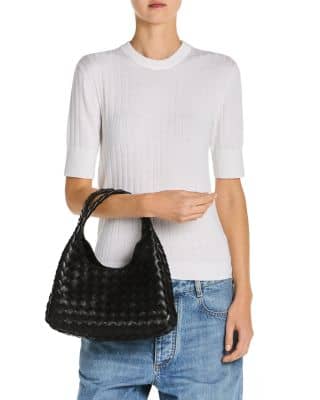 Bottega Veneta Campana Shoulder Bag Women's bags Small Pale Blue Intrecciato New