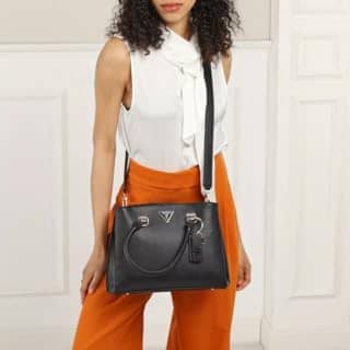 Guess Noelle Top Handle Women's bags Small Gold Saffiano Faux Leather New