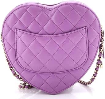 Chanel Heart Bag Clutch Women's bags Small Purple Lambskin Gold New
