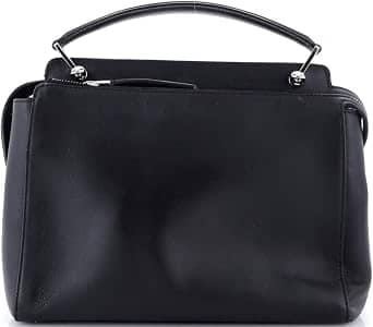 Fendi Dotcom Top Handle Women's bags Black Whipstitch Leather New
