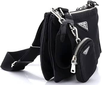 Prada Double Shoulder Bag Women's bags Small Black Nylon And Saffiano Leather New