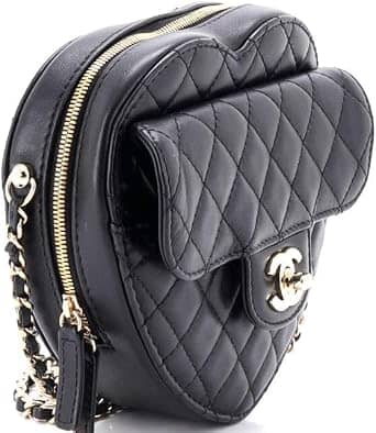 Chanel Heart Bag Clutch Women's bags Small Purple Lambskin Gold New