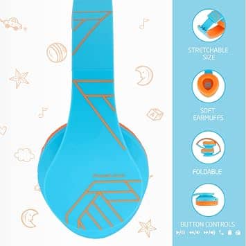 PowerLocus P2 Kids Headphones & Earbuds Blue New