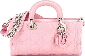 Dior Lady D-Joy Top Handle Women's bags Micro Powder Pink Lambskin Gold New