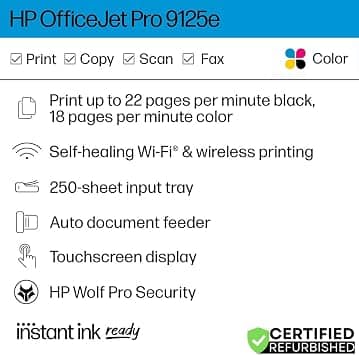HP CRTE99HPOJ9125E Printers Refurbished - Excellent