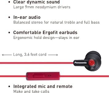 Panasonic RP-TCM125-KB Headphones & Earbuds Black New