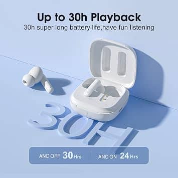 QCY T13 ANC Headphones & Earbuds White New