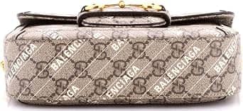 Balenciaga Horsebit 1955 Shoulder Bag Women's bags Mini Brown Coated Canvas New
