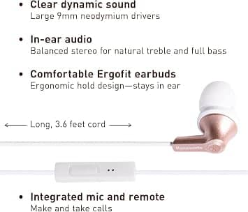 Panasonic RP-TCM125-N Headphones & Earbuds Gold New