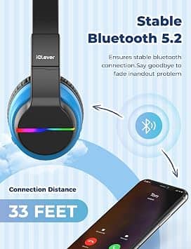 iClever BTH12-Black Headphones & Earbuds New