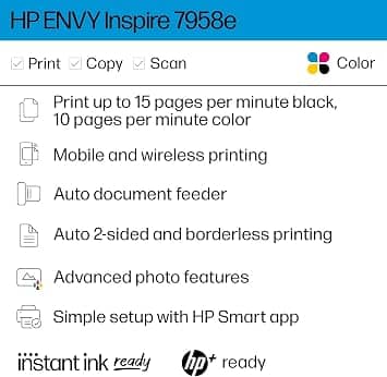 HP Envy Inspire 7958e Printers New