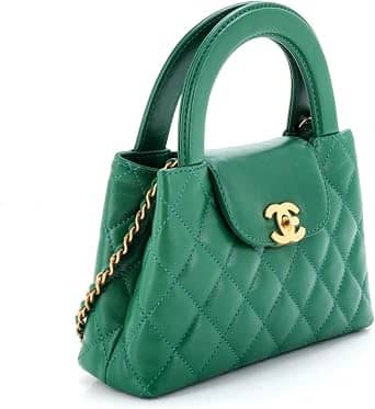 Chanel Kelly Tote Women's bags Nano Grey Shiny Aged Calfskin Gold New