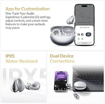 QCY Crossky C30S Headphones & Earbuds Silver New