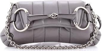 Gucci Horsebit Chain Shoulder Bag Women's bags Small Grey Quilted Leather New