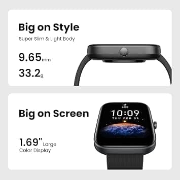 Amazfit W2172GL4N Smartwatches Black 43mm New