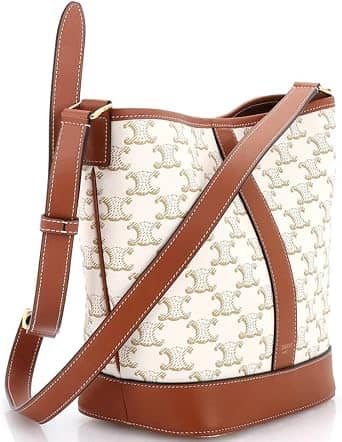 Celine Triomphe Bucket Bag Women's bags Small White Coated Canvas New