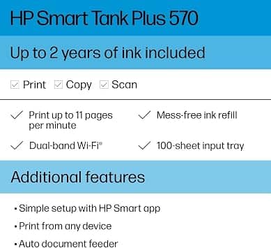 HP Smart Tank 570 Printers New