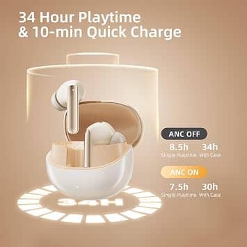 QCY HT08 Headphones & Earbuds Gold New