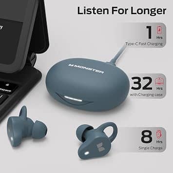 Monster w36 Headphones & Earbuds Blue New