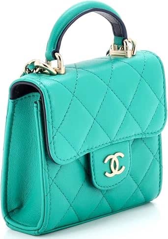 Chanel Classic Flap Clutch Women's bags Unspecified Green Lambskin Gold New