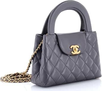 Chanel Kelly Tote Women's bags Nano Grey Shiny Aged Calfskin Gold New