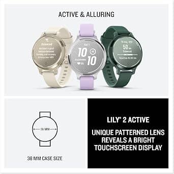 Garmin Lily 2 Active Smartwatches Gold 51mm Aluminum Bluetooth New