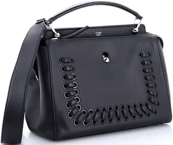 Fendi Dotcom Top Handle Women's bags Black Whipstitch Leather New