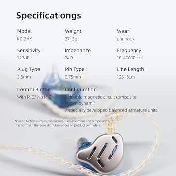 kz KZ-ZAX Headphones & Earbuds Silver New