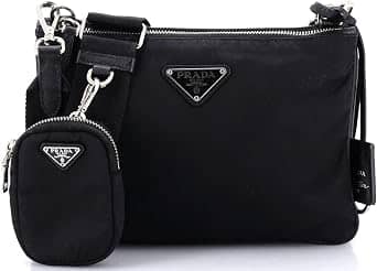 Prada Double Shoulder Bag Women's bags Small Black Nylon And Saffiano Leather New