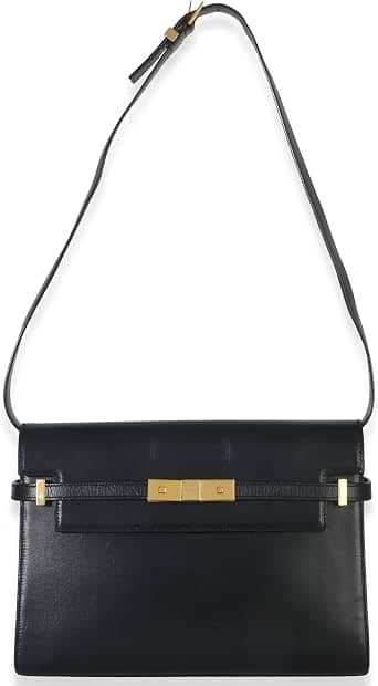 Saint Laurent Manhattan Shoulder Bag Women's bags Unspecified Black Smooth Leather Gold New