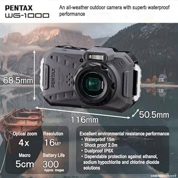 Pentax WG-1000 GRAY Digital Cameras New Body Only