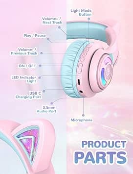 iClever HS14 Headphones & Earbuds Pink New