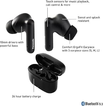 Panasonic RZ-B110W Headphones & Earbuds Black New