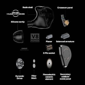 Linsoul SIMGOT-SuperMix4 Headphones & Earbuds Black New